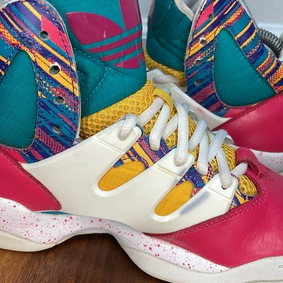 adidas Multicolor High-Top Athletic Sneakers — Pink, Teal, Yellow - Picture 10 of 16